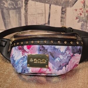 Bebe - Belt Bag - Black and Floral with Rhinestone embelishments